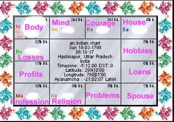 South Indian Natal Chart